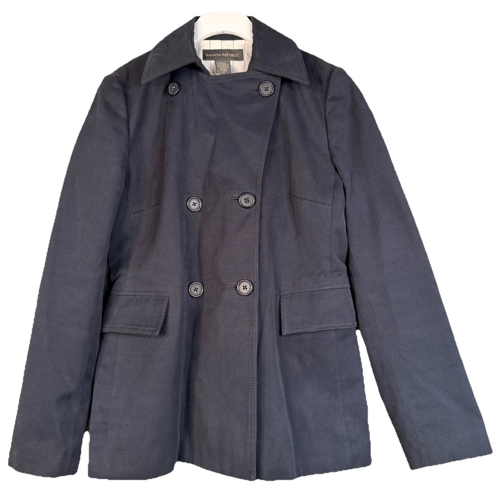 Banana Republic Women's Navy 100% Cotton Captain's Jacket SZ-M‎ Double-Breasted